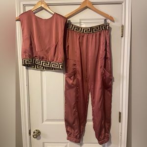 NWT Satin Jogger and top set.